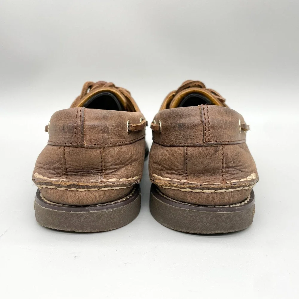 Sperry Mens 9.5 Gold Cup Authentic Original Brown Leather Boat Shoes Preppy